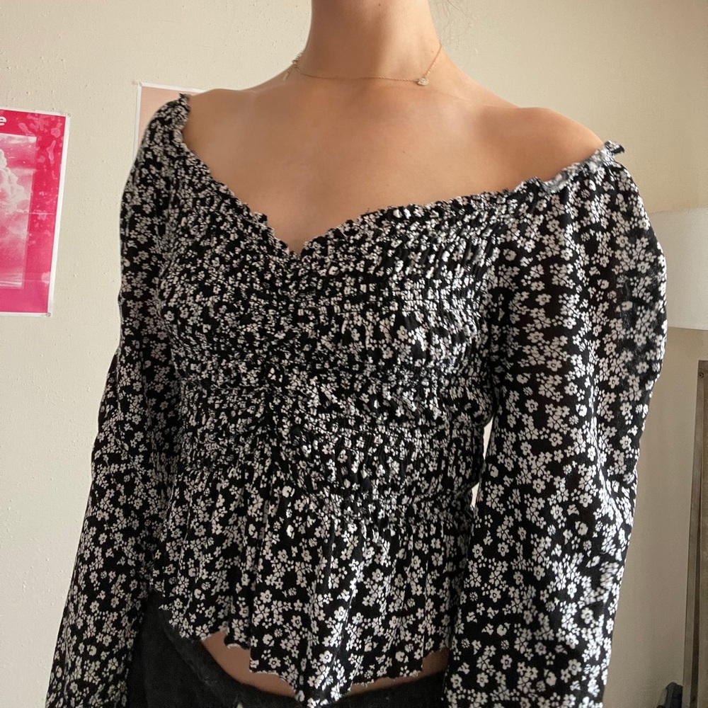 Urban outfitters off the shoulder long sleeve top